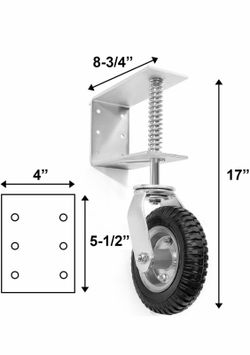 Stark USA Universal 8" Flat-Free Tire Gate Wheel Suspension Spring-Loaded Wood Chainlink Gate Caster Wheel Weight Capacity 200lb (Silver)28210/1