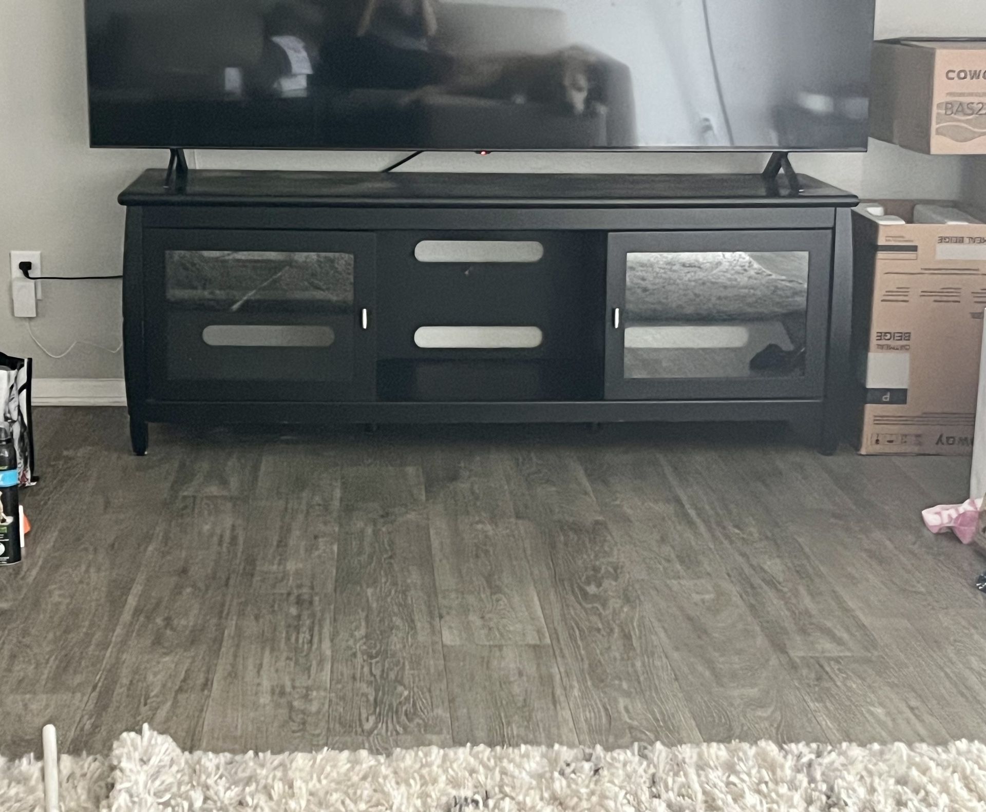 Black TV Stand Console Shelves