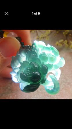 Certificate Jadeite Jewelry Green Wealth swing Lotus Pendant