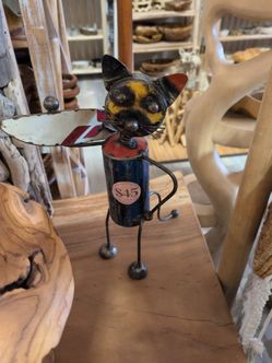 Recycled sculpture, surfing cat