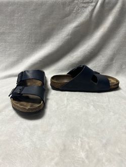 Women’s Birkenstock Arizona Blue Leather cork Sandals Size 37 6 6.5