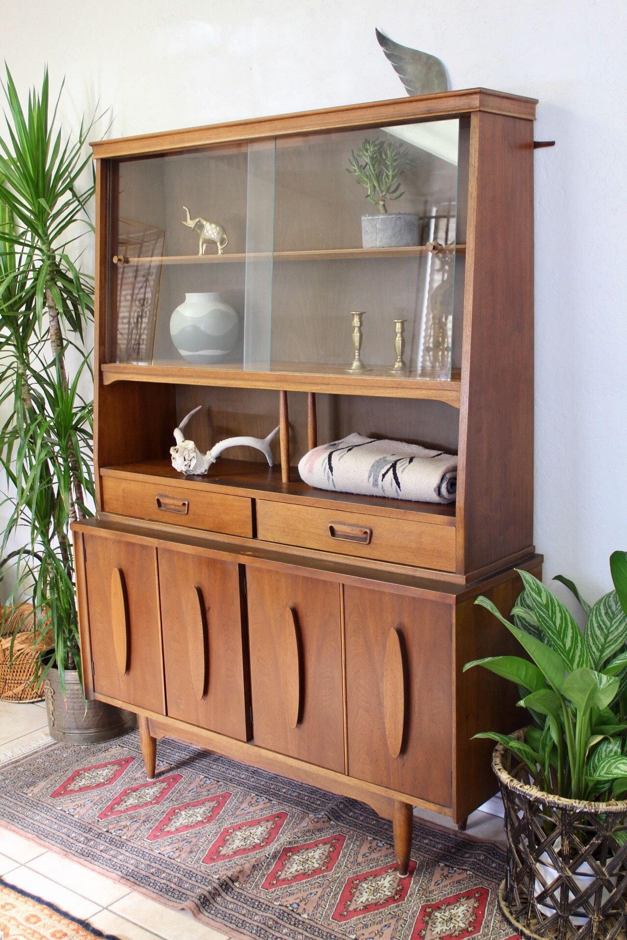 Mid Century Hutch by Garrison Furniture Dresser Vintage Wicker