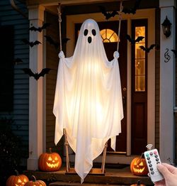 Halloween Hanging Ghost Decorations, 5FT Swinging Ghost with Remote Lights
Remote Control with 8 Lighting Modes and LED Lights for Spooky Outdoor Hall