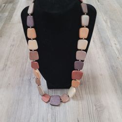 Beautiful Chunky Contemporary Wood Natural Beaded Necklace 
