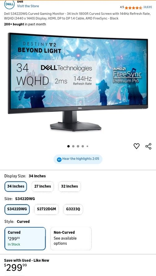 Brand New Dell Curved Gaming Monitor 