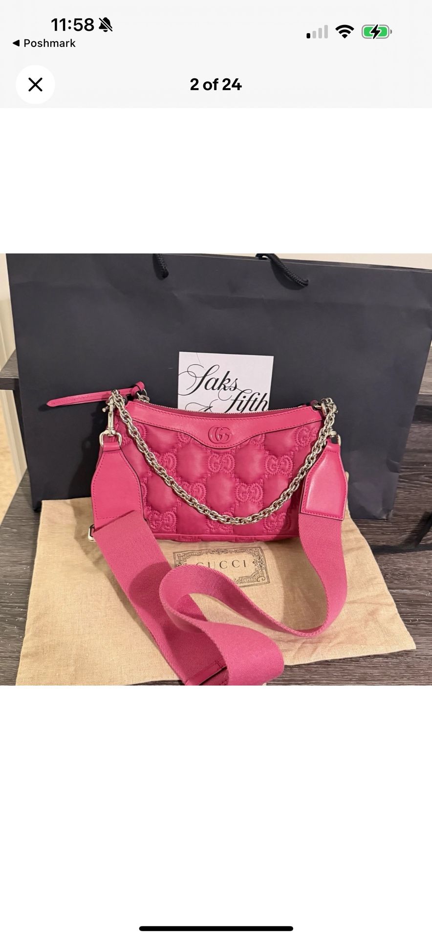 Gucci Matelasse Pink Quilted Crossbody Bag