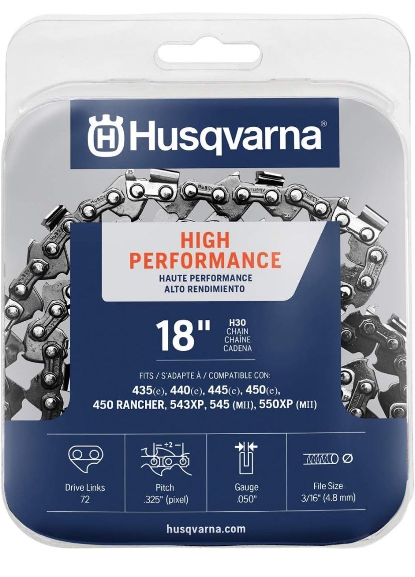 Husqvarna chainsaw chain 18-Inch .050 gauge .325 pitch low kickback low-vibration ,Orange/Gray