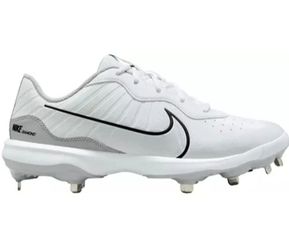 Men's Nike Alpha Huarache 4 Varsity White Gray Metal Baseball Cleats Sz 7.5 ⚾️