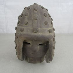 4th Century Japanese Replica Haniwa Terracotta Warrior Clay Head 10" T

