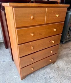 Solid Wood 5 Drawer Tall Dresser
