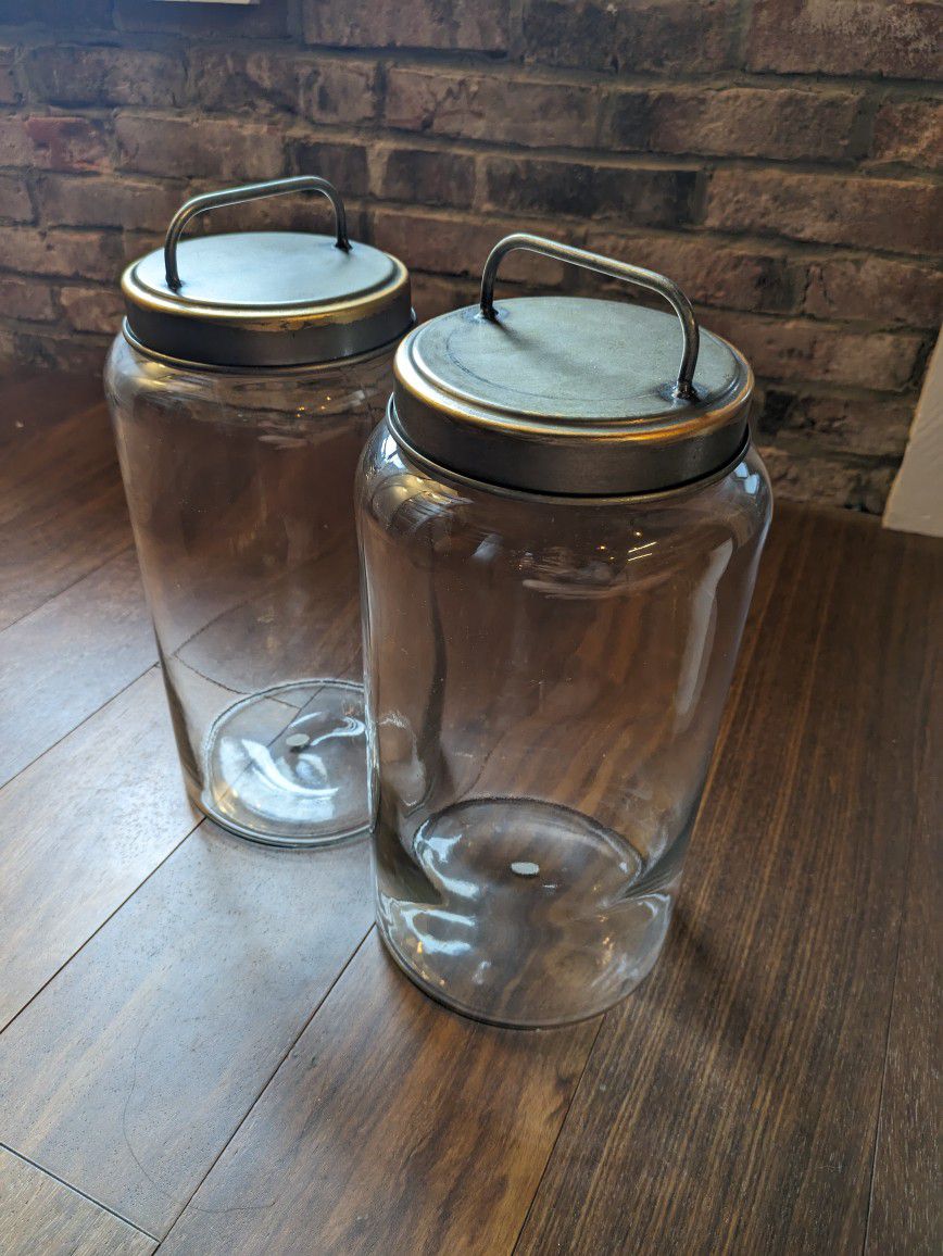 2 Large Glass Cannisters 