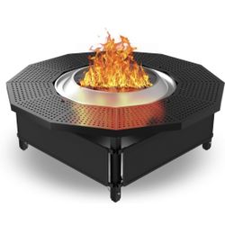 Fire Pit Surround Tabletop for Solo Stove Bonfire Ranger 2.0, with Coated Steel and UV-Resistant Outdoor Fabric, Adjustable Tabletop for Solo Stove Bo