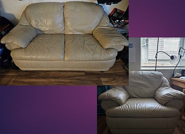 Leather loveseat and armchair