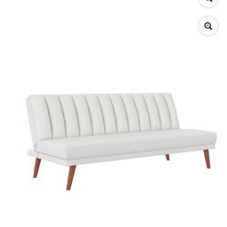 New White Faux Leather Sofa Futon