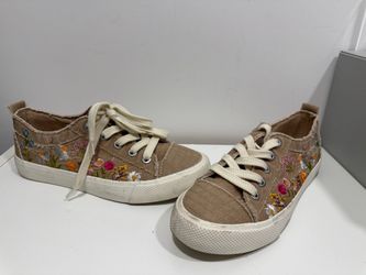Floral embroidered canvas sneakers 9W