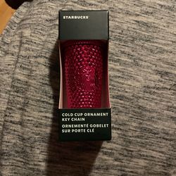Starbucks 2022 Hot Pink Cold Cup Ornament Key Chain