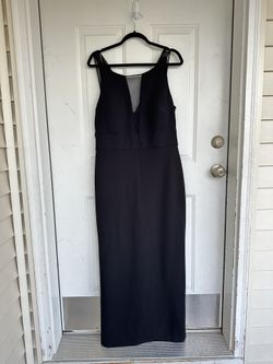Connected Illusion-Inset Slit Gown Black Size 12