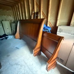 King size bed frame ( real oak wood bed frame)