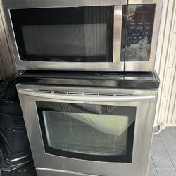 Samsung Stove and GE over  the range microwave 