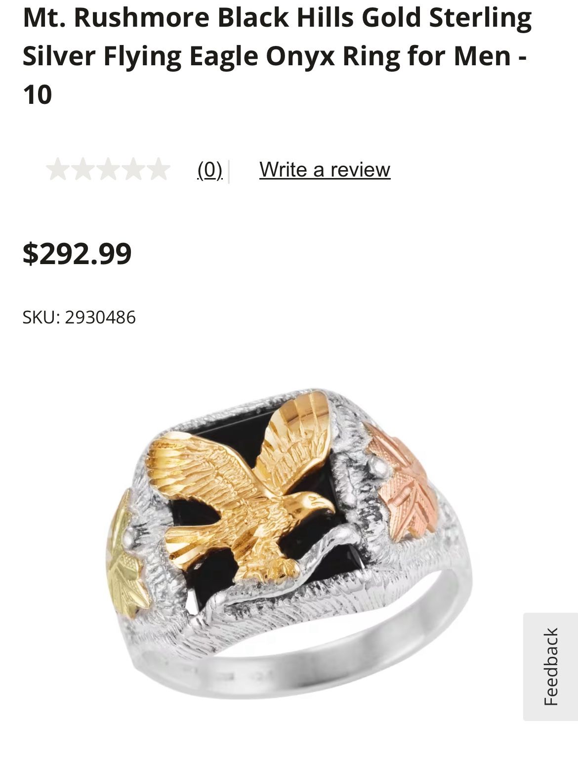 Real Gold Men’s Eagle Ring 