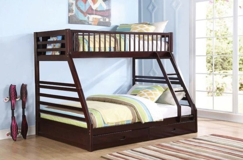 Brand New Rich Espresso Twin XL/Queen Bunk Bed