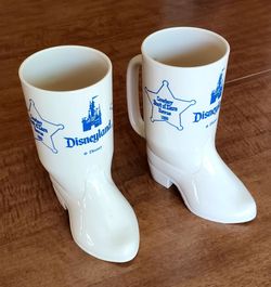 Vintage 1989 Disneyland Cowboy Boot 'n Ears Revue Souvenir Mugs (Set of 2) 1989 MLB All-Star Game