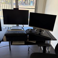 2 Full Complete Office Desk, Computers, Printers, Dual Screens and Chairs By