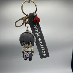 Ninja Warriors Anime Character Keychain, Black and Grey Figure