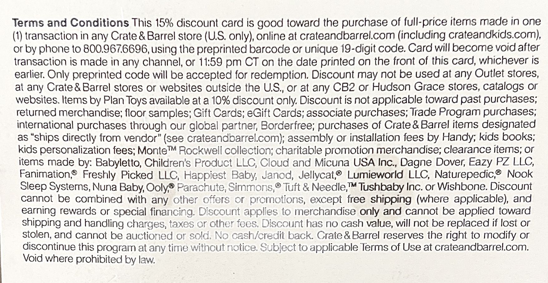 Crate & Barrel Coupon Promo Code 15 Off Full Priced Items (Exp 10/07