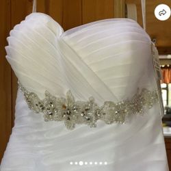David's Bridal Strapless Ruched Mermaid Tulle Wedding Dress 