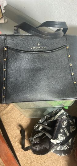 London Fog Collection Black Studded Tote Bag