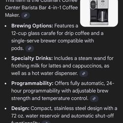 Cuisinart Barista Bar 4-in-1 Coffee Machine