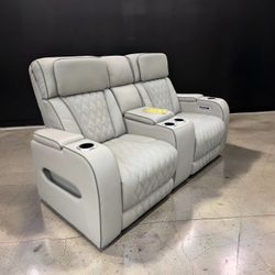 Boyington Gray Power Reclining Loveseat with Console