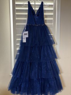 Long Tulle Dress Navy Blue/glitter Size 4