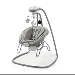 The Graco® DuetConnect® Deluxe Baby Swing with Portable Bouncer is a 2-in-1 baby swing