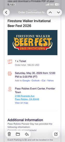 Firestone beer fest ticket