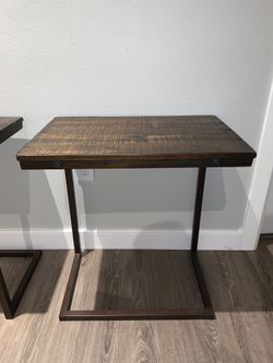 Cost Plus World Market C Shaped Wood And Metal Tables for Sale in