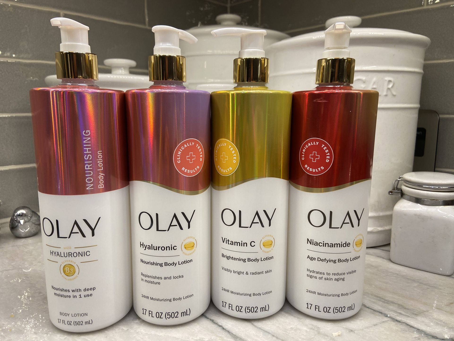 Olay Nourishing & Hydrating Body Lotion; Olay Vitamin C or Olay Niacinamide Age Defying Body Lotion. New/unopened.