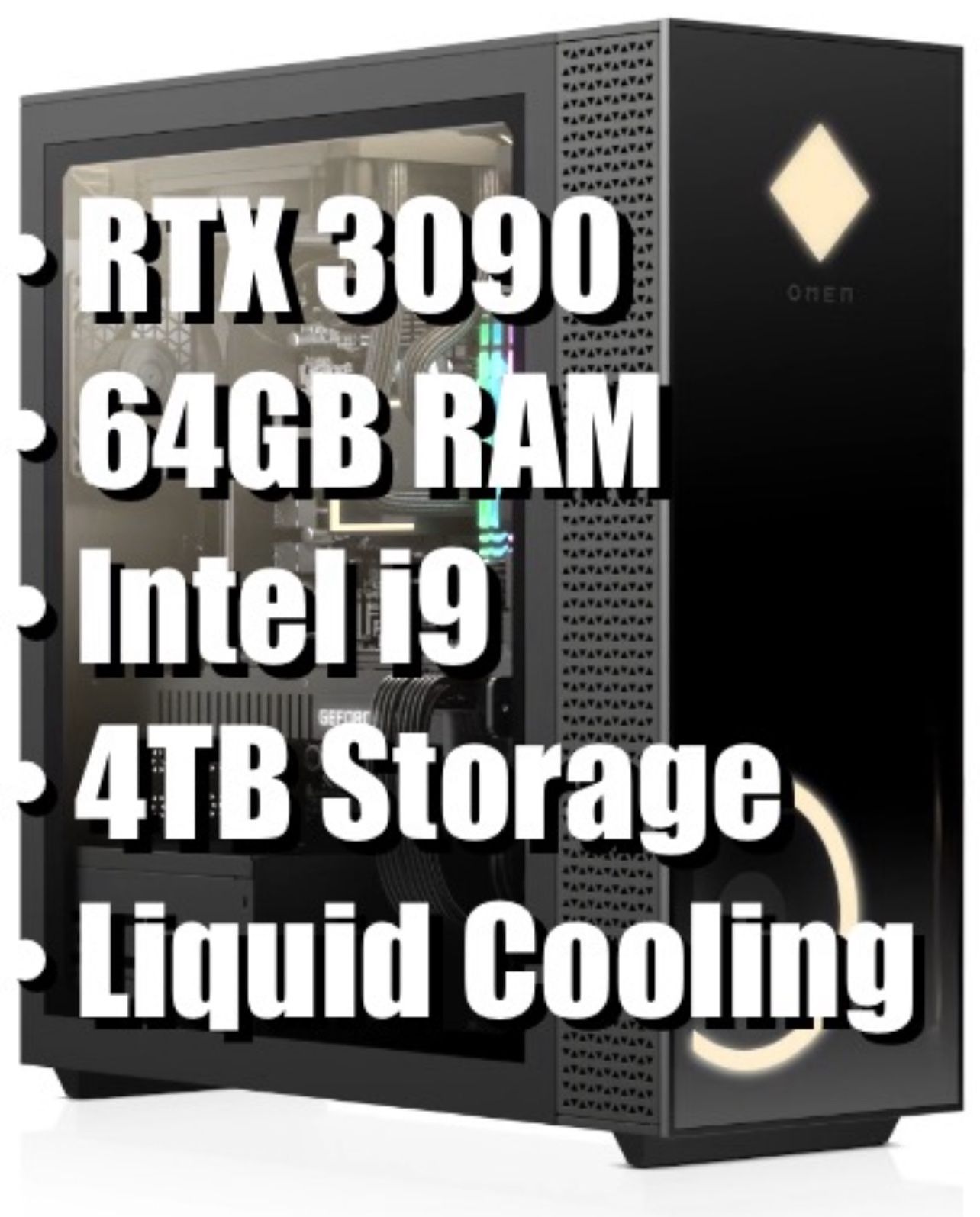 RTX 3090 • 64GB RAM • Intel i9 W/Liquid Cooling • 4TB Storage • High-end Gaming PC • OMEN 30L Desktop GT13-0380t