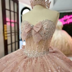 Light Pink/Champagne Sweetheart Quinceañera Dress
