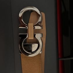 Ferragamo Gancini Leather Belt - Size 95