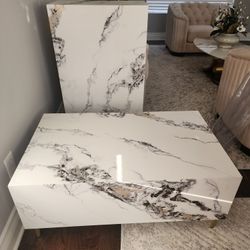 Modern Faux Marble Coffee Table – 39” Rectangular (Like New)