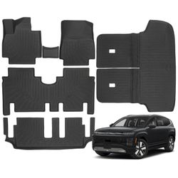 Floor Mats & Cargo Liner with Backrest Set Fit for 2026 Hyundai Ioniq 9 7-Seats TPE #493401 UP3X2