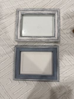 Rustic Picture Frames Set of 2 Distressed White & Blue Gray Tabletop Wall Frames