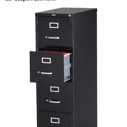 Staples 4-Drawer Vertical File Cabinet, Letter Size Documents, Lockable, 25" D x 15" W x 51.97" H, Black