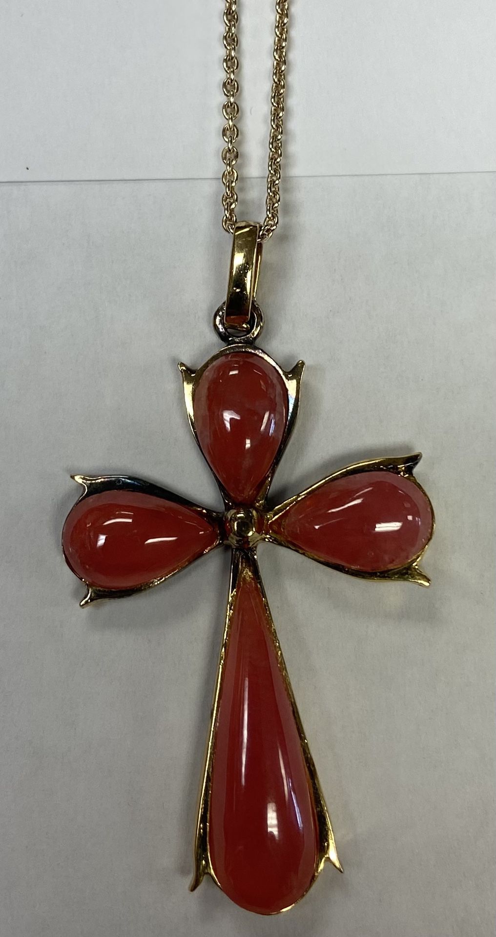GOLD OVER SILVER .925 BEAUTIFUL VINTAGE CROSS PENDANT WITH QUARTZ STONES ITALY