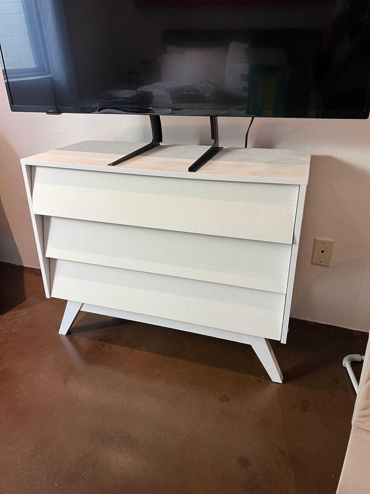 Small White Mid century Modern Dresser 