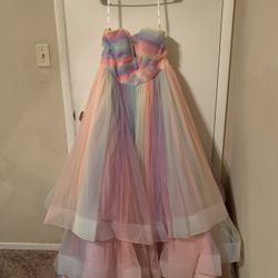 Rainbow Pastel Corset Ball gown (David’s Bridal)