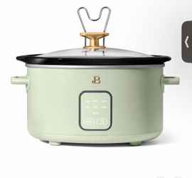 Beautiful 4Qt Slow Cooker with Touch-Activated Display, Sage Green by Drew Barrymore