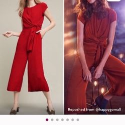 Maeve Anthropologie Red Jumpsuit